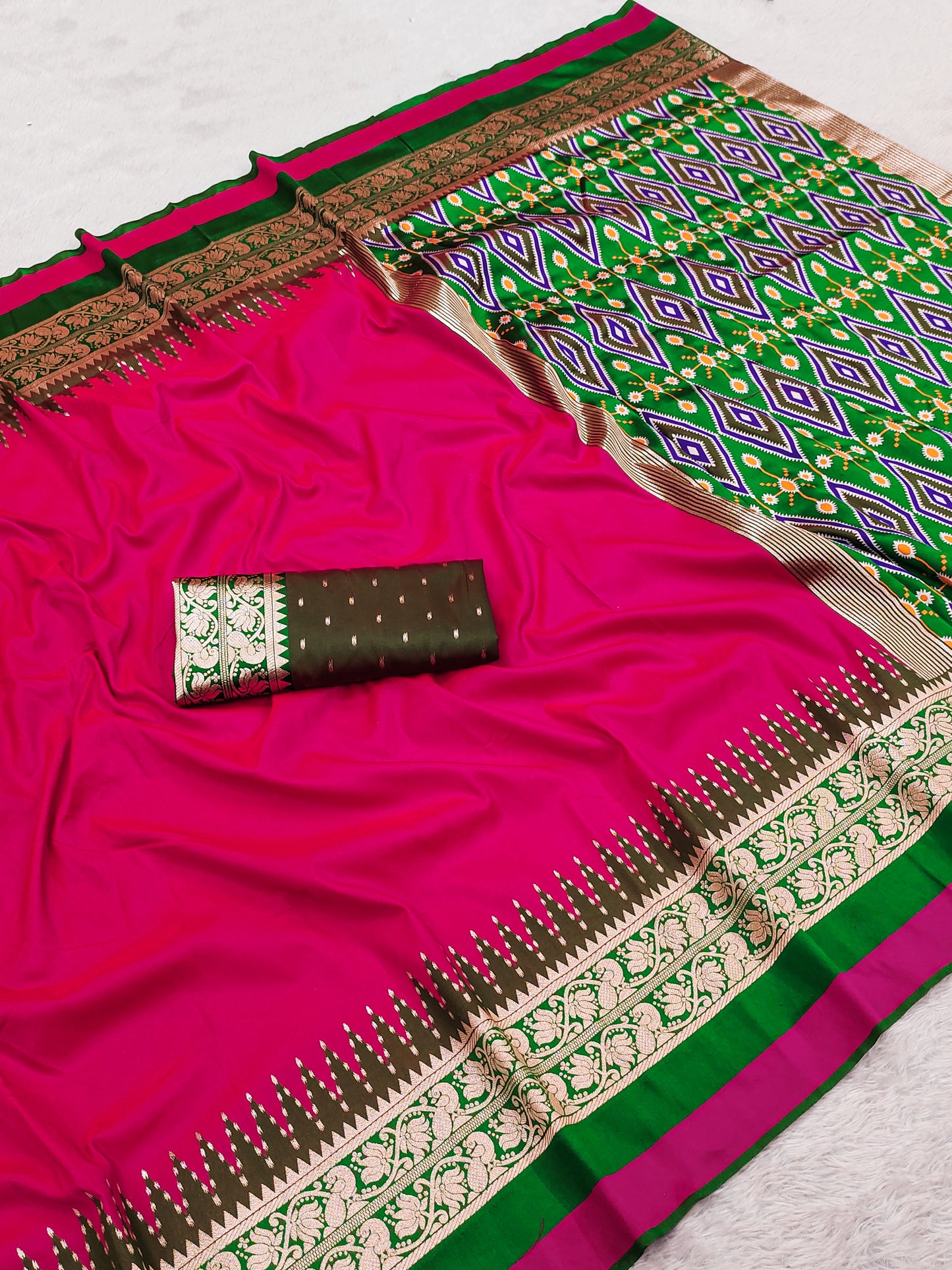 Heritage Green Border Banarasi Saree