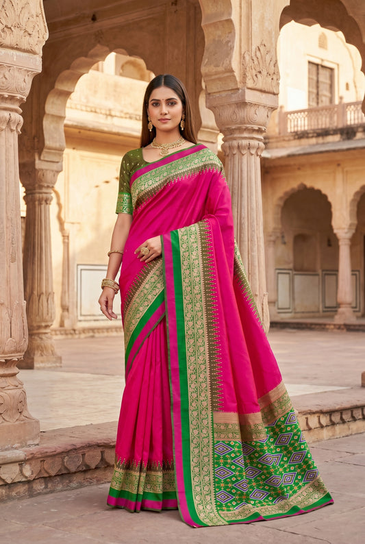 Heritage Green Border Banarasi Saree