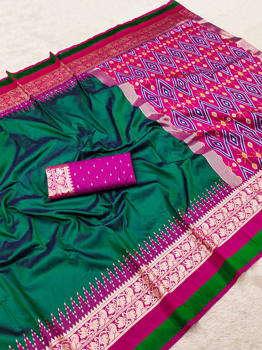 Royal Green & Pink Traditional Saree
